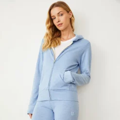 MONROW Supersoft Zip Up Hoody SOFTBLUE Discount